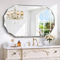 GLASHOM Frameless Bathroom Mirror, 30x48 inch Beveled Bathroom Mirror Wall by GLASHOM