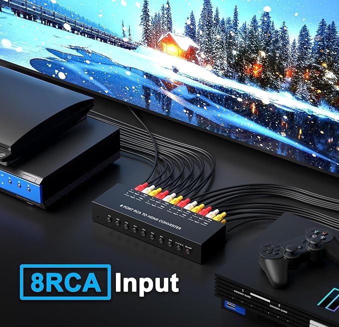 Azduou 8 AV to HDMI Converter, 1080P/720P 8 Way RCA Composite CVBS AV Switch to - Image 5