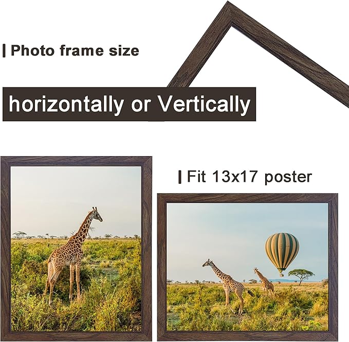 TKYGU 13x17 Picture frame Set of 3, wooden frame walnut - Image 2