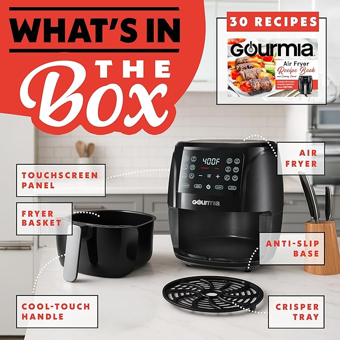 Gourmia Air Fryer Oven Digital Display 4 Quart Large AirFryer Cooker 12 1-Touch - Image 6