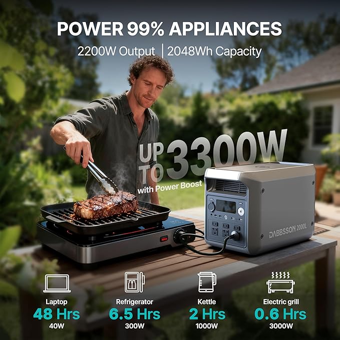 DABBSSON 2048Wh Portable Power Station, Safe Semi-Solid LiFePO4, 3300W Power - Image 4