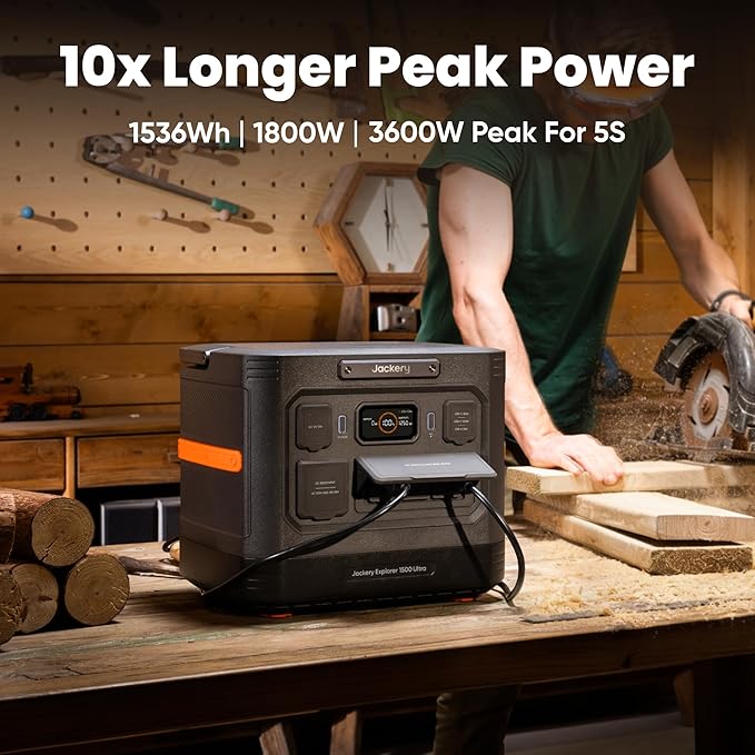 Jackery Explorer 1500 Ultra Portable Power Station, 1536Wh LiFePO4 Battery - Image 3