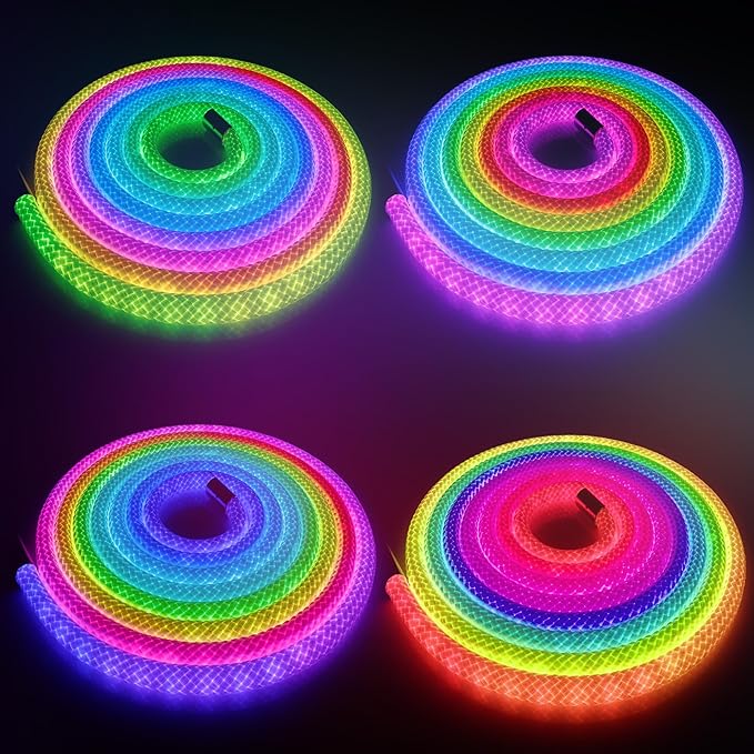 maylit 360 Degree Luminous Reticulate Weave Rope Lights, 25ft Addressable ICRGB - Image 2