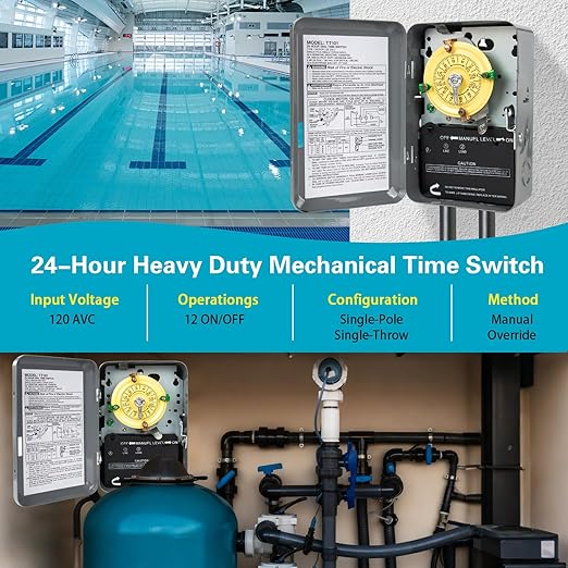 T101M Pool Pump Timer Mechanism Only, 120V 40A SPST, and Outdoor Lighting - Image 5