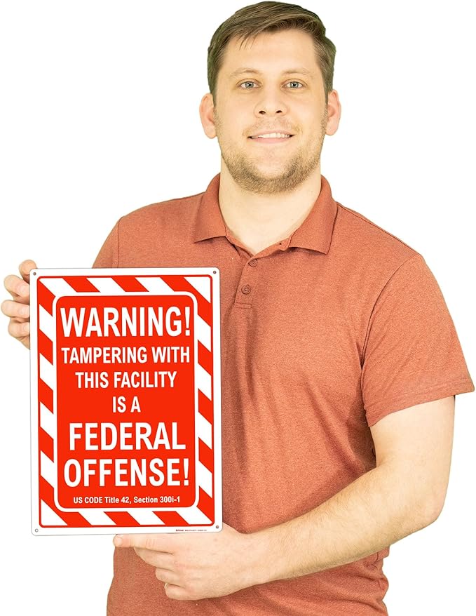 Brimar - 10" x 14" - Warning Tampering Facility Is A Federal Offense Sign - - Image 3