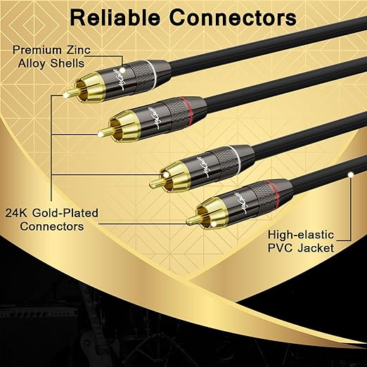 RCA Cable 40 FT, 2RCA to 2RCA Stereo Audio Cable, 【Zinc Alloy Shells, - Image 2
