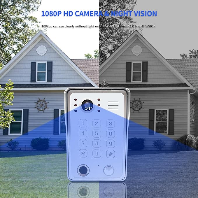 Wired Video Door Phone Kit Apartment Intercom System, 10 Inch Touch Screen - Image 5