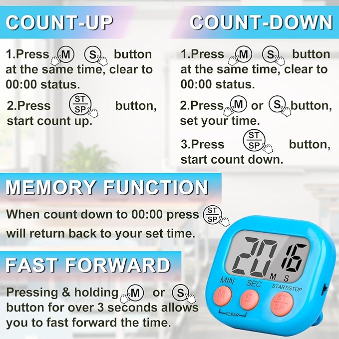 ZILLEEN Classroom Timer for Kids Teachers 4 Pack Digital Timers - Image 7