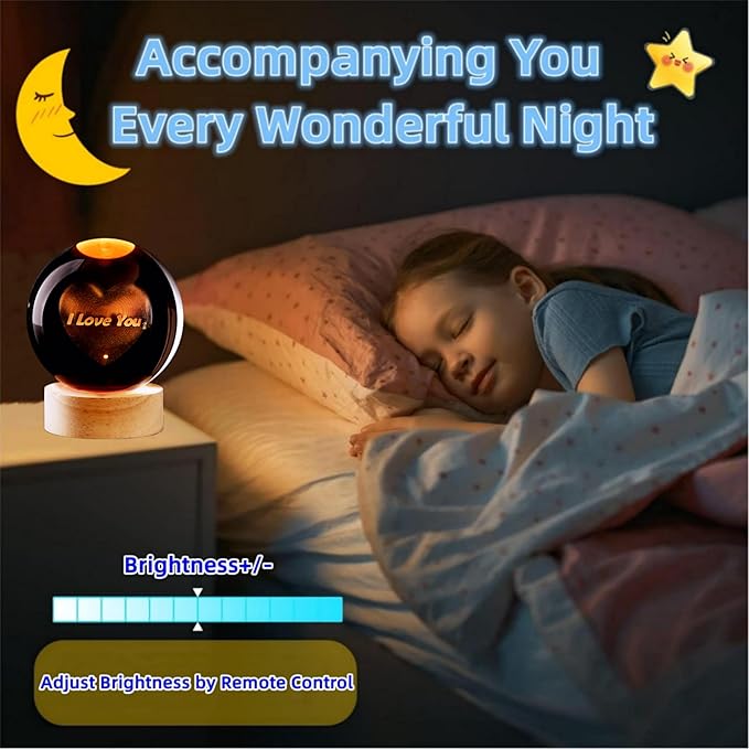 3D Crystal Ball Lamp, Lifelike LED Heart Night Light, 16 Color Changing Light - Image 4