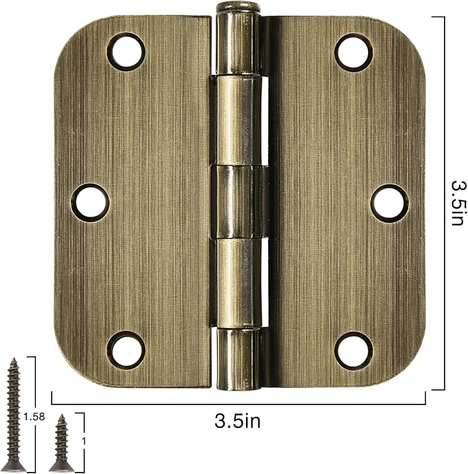 TDCHINGES 3 Pack Antique Brass Door Hinges 3.5 Inch Black Interior 3 1/2" - Image 5