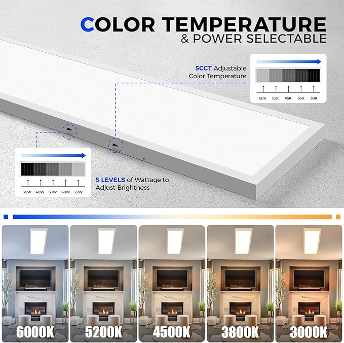 Barrina 1x4 LED Flat Panel Light Surface Mount, 8640LM 72W, 0-10V Dimmable - Image 2