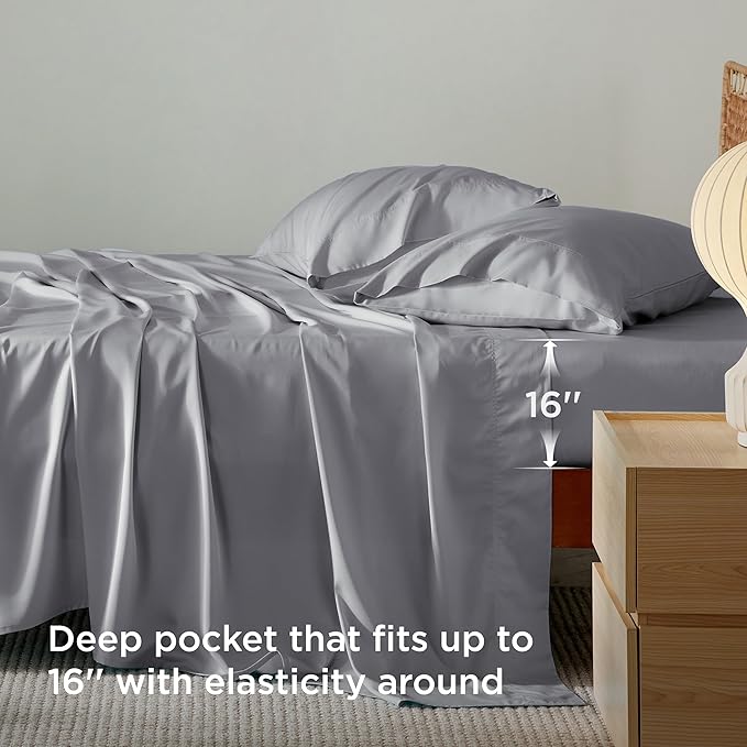 Bedsure Full Size Bed Sheets, Cooling Sheets, Rayon Derived from Bamboo - Image 5