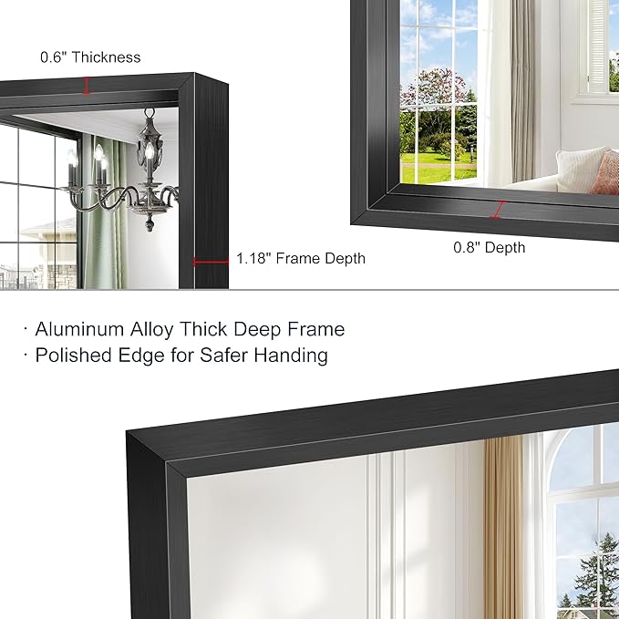 24x24 Square Black Mirror, Bathroom Mirrors - Image 7