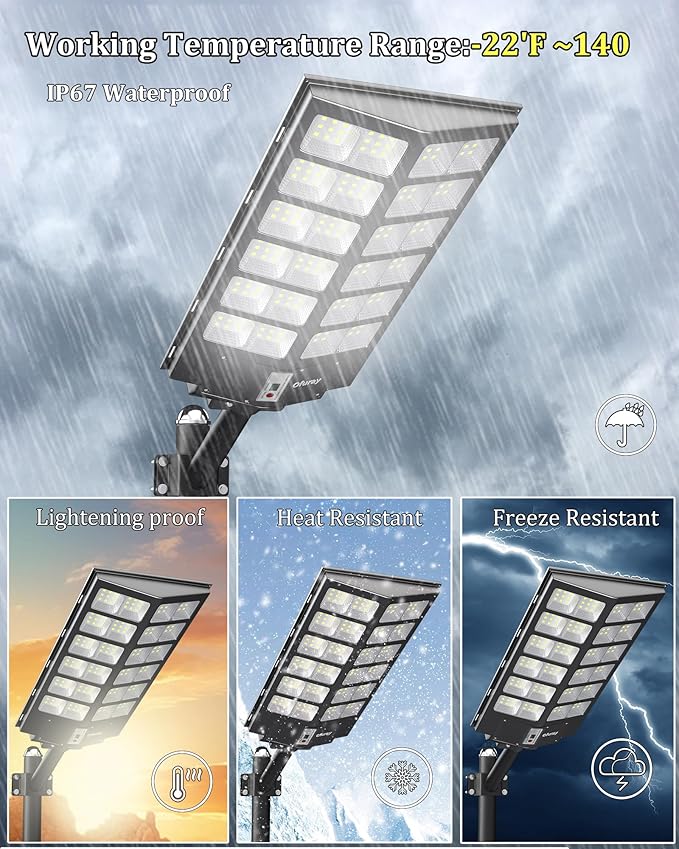 Ofuray Of-9600W Solar Street Lights Outdoor, 660000Lm Solar Security Flood - Image 3