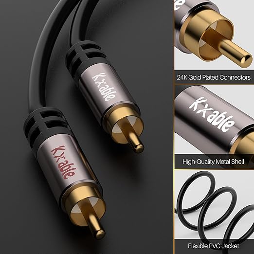RCA Cable 35FT, 2RCA Male to 2RCA Male Stereo Audio Cable, 【Oxygen-Free Copper - Image 2