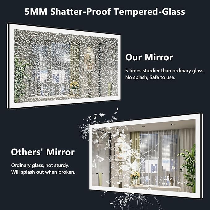 YEELAIT 44x36 Inch LED Bathroom Mirror - Image 7