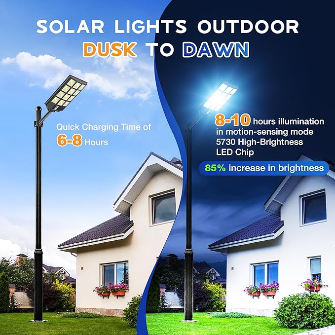 OKPRO Solar Lights Outdoor Waterproof, 8000W Solar Street Light - Image 5