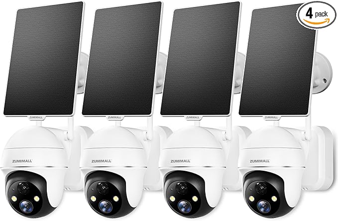 ZUMIMALL 2K Solar Security Cameras, 360° View Outdoor Camera Wireless Solar by ZUMIMALL