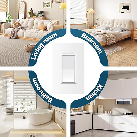 ThunderWay Matte White Single Pole Decorator Light Switch - Image 7