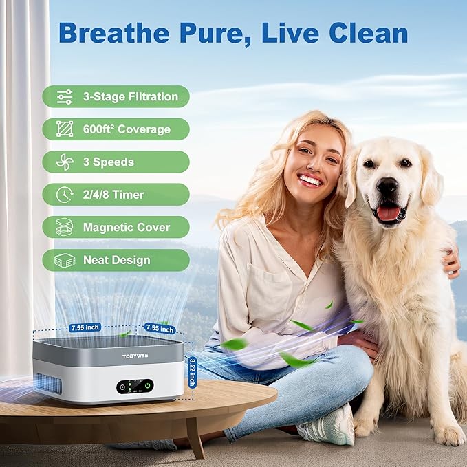 TDBYWAE Air Purifier 2 Pack for Bedroom Up to 1200 ft², H13 True HEPA Air - Image 2