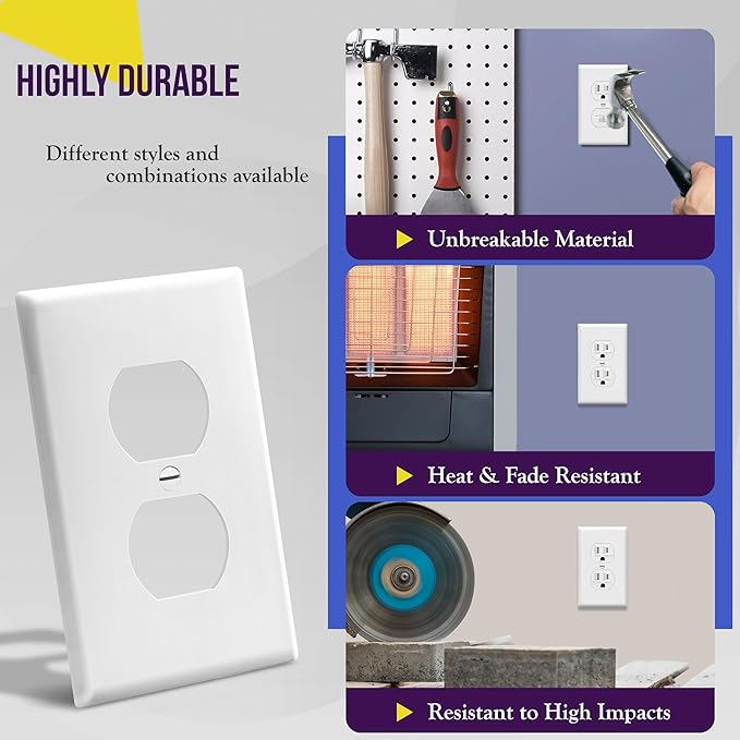 ENERLITES Duplex Wall Plates Kit, Electrical Outlet Covers, Standard Size - Image 4