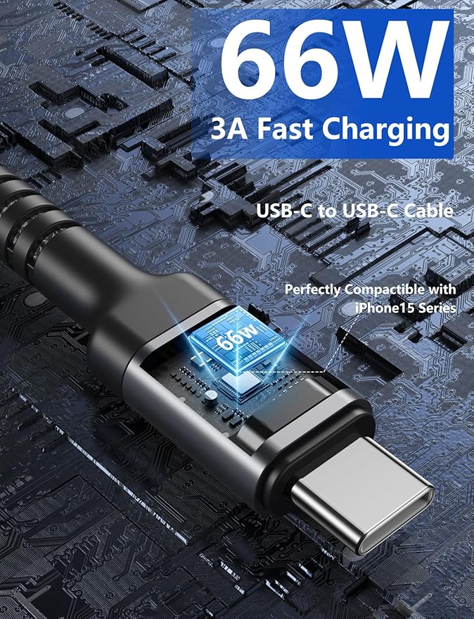 PRAKIE USB C Cable 3FT, USBC Fast Charging Nylon Braided USBC iPhone Charger - Image 3