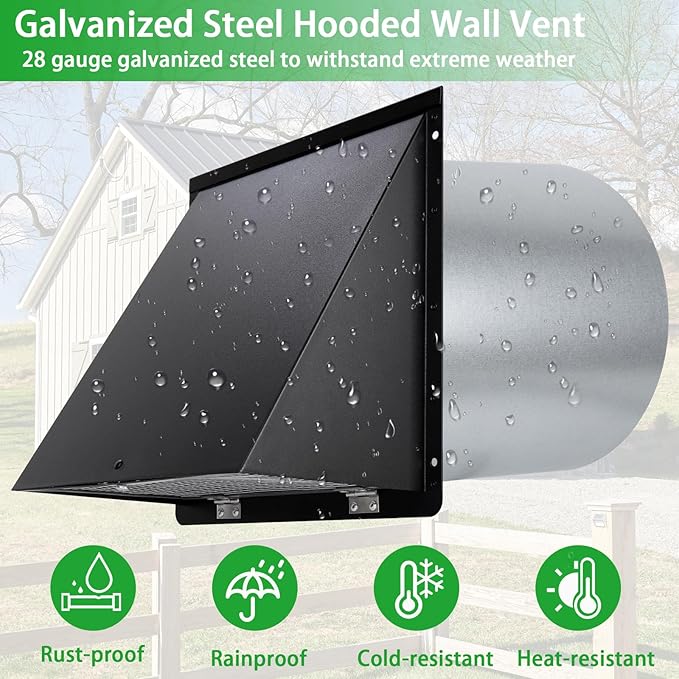 4 Inch Dryer Vent Cover Outside, Dryer Vent Cover Outdoor Wall Vent Hood Dryer - Image 5