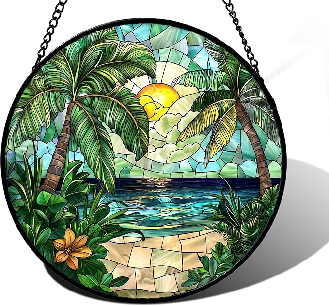 DASTOLL Stained Glass Window Hanging, and Mom 11.8x11.8 in by DASTOLL