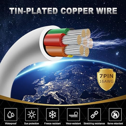 16 Gauge 7 Conductor Electrical Wire, 16.4FT White Stranded Low Voltage 16/7 - Image 2