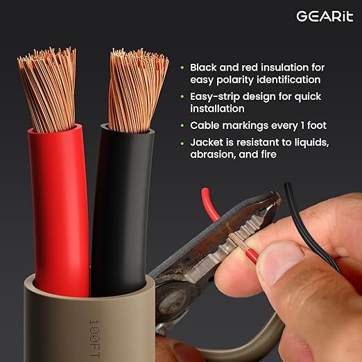 GEARit Outdoor Speaker Wire CL3 Rated, 14 Gauge Speaker Wire, Speaker Cable 100 - Image 2