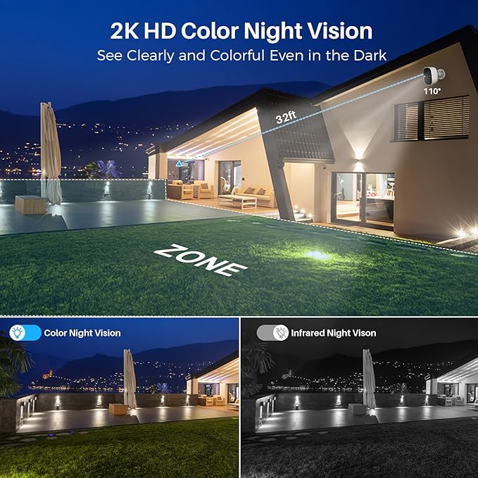 Security Cameras Wireless Outdoor Indoor, 2K Battery Powered WiFi Camera - Image 2