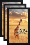 TKYGU 12x24 Picture Frame Set of 3, Wooden Frame 12x24 Wall Gallery Poster by TKYGU