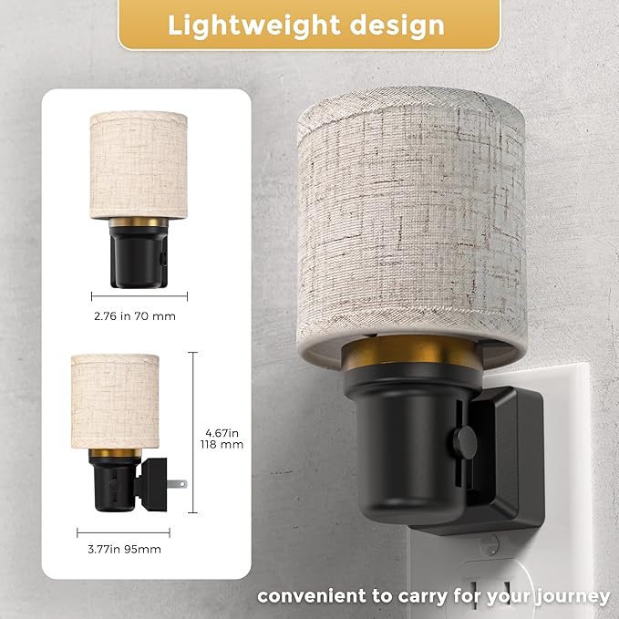 L LOHAS LED Night Lights Plug into Wall, Linen Fabric Cylinder Decor Night Light - Image 3