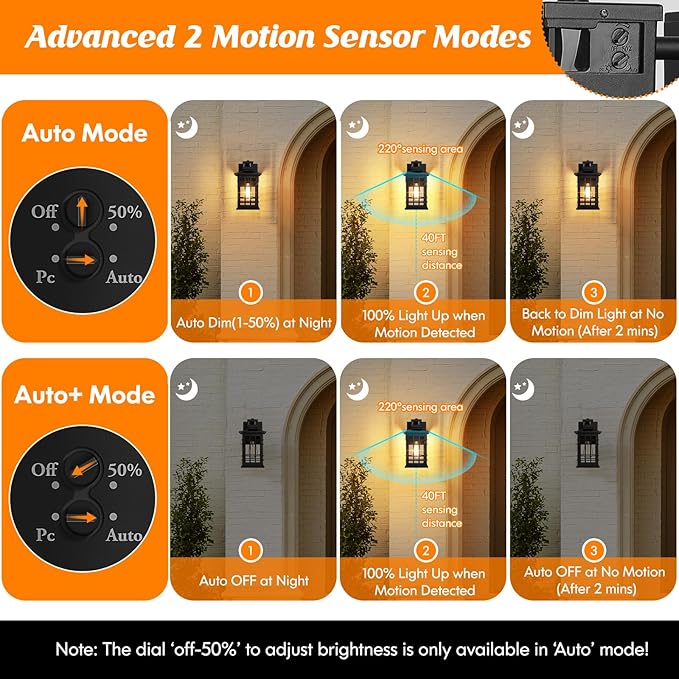 2-Pack Porch Lights with GFCI Outlet, Motion Sensor Dusk to Dawn Waterproof - Image 4