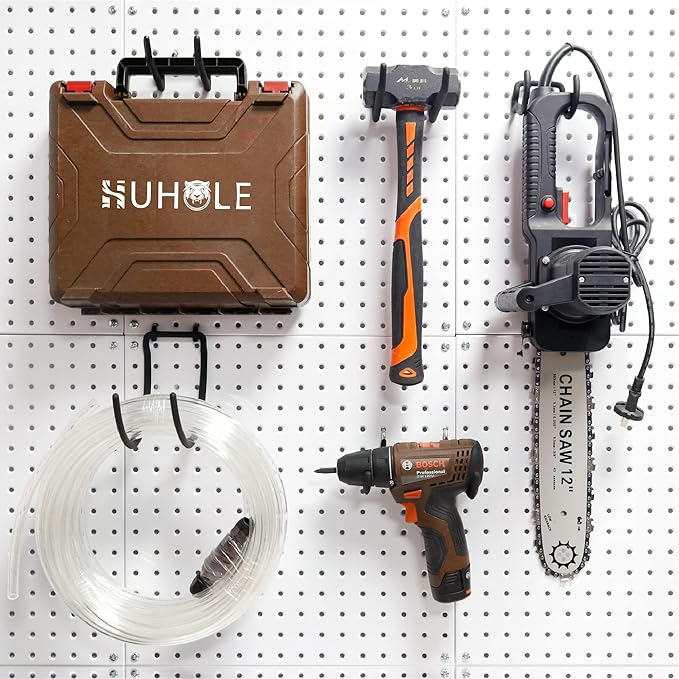 HUHOLE Pegboard Drill Holder, Peg Board Tool Utility Hooks, 24 Pack Heavy Duty - Image 4