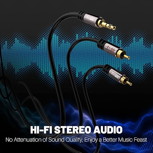 Kxable 3.5mm to RCA Cable 75FT, 2 Male RCA to Aux Stereo Audio Adapter - Image 3