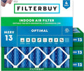Filterbuy 19.5x19.5x4 Air Filter MERV 13 Optimal Smoke & Allergy Defense by Filterbuy