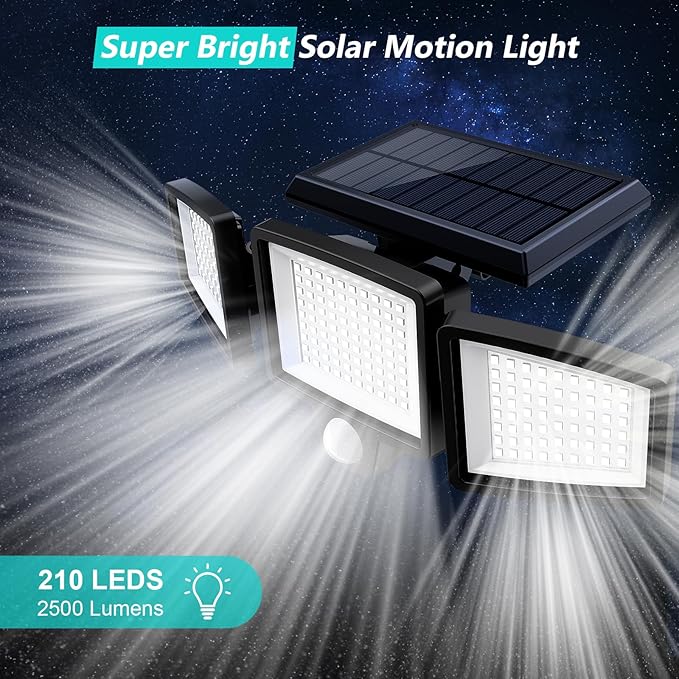 Tuffenough Solar Outdoor Lights 2500LM 210 LED Security Lights - Image 8