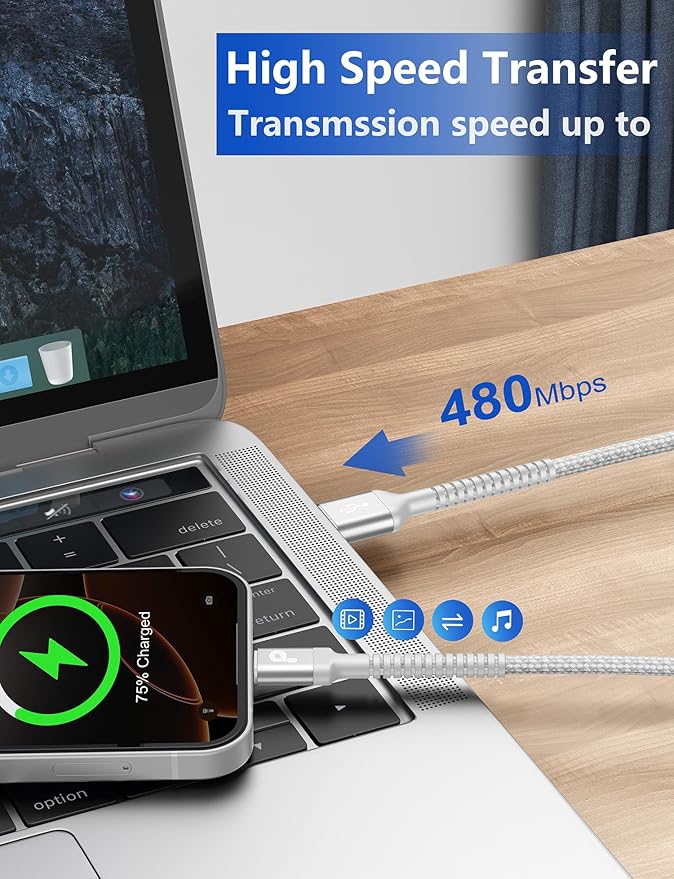USB C Cable, Long USB A to USB C Charger Cable, Type C Cable 3A Fast Charging - Image 4