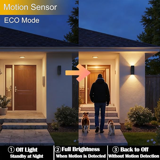 WISELUME 2 Pack Motion Sensor Outdoor Wall Lights, Dusk to Dawn Up & Down - Image 3