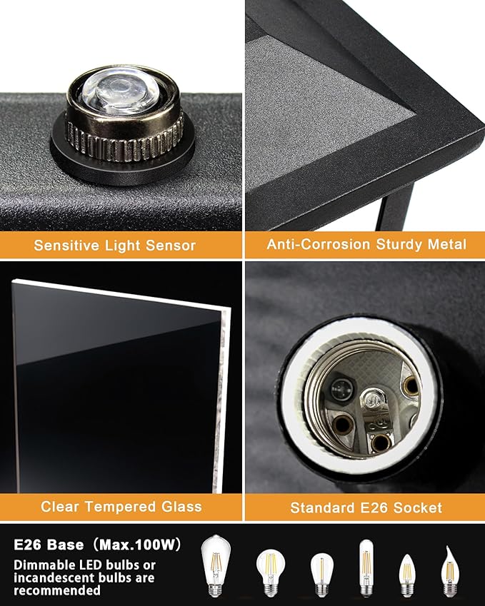 LTBLIGHT Dusk to Dawn Outdoor Lighting, Modern Black Waterproof Exterior Wall - Image 3