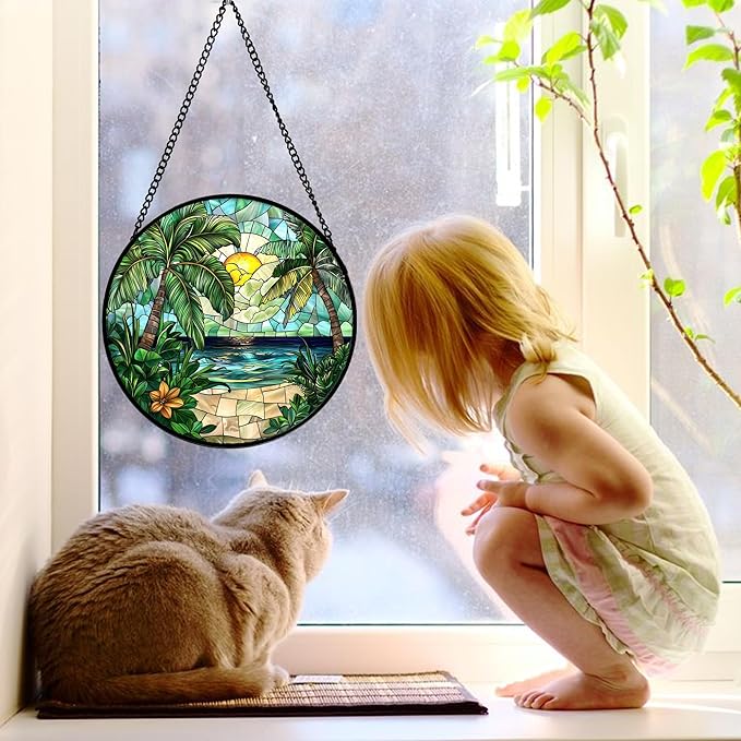 DASTOLL Stained Glass Window Hanging, and Mom 7.8 in - Image 2