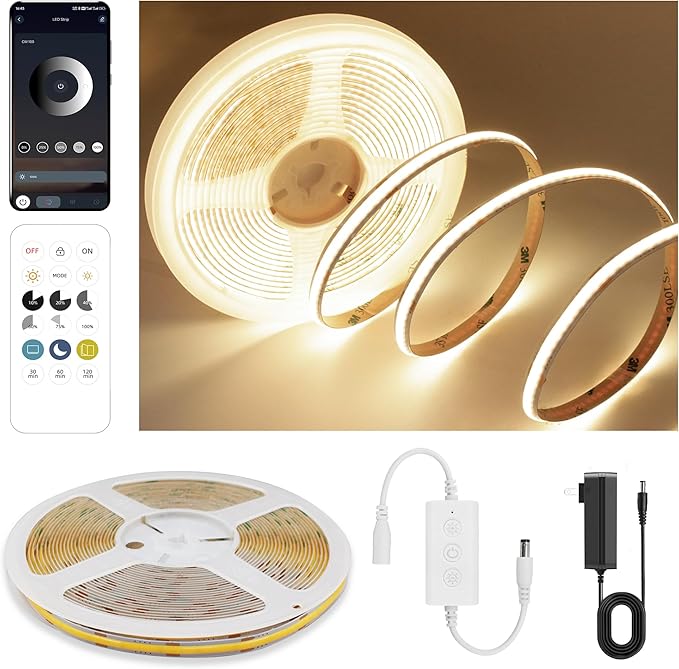 Pandery COB LED Strip Lights Warm White, 24V Dimmable led Light Strip KIT by PanderyCOBLightUPYourLife