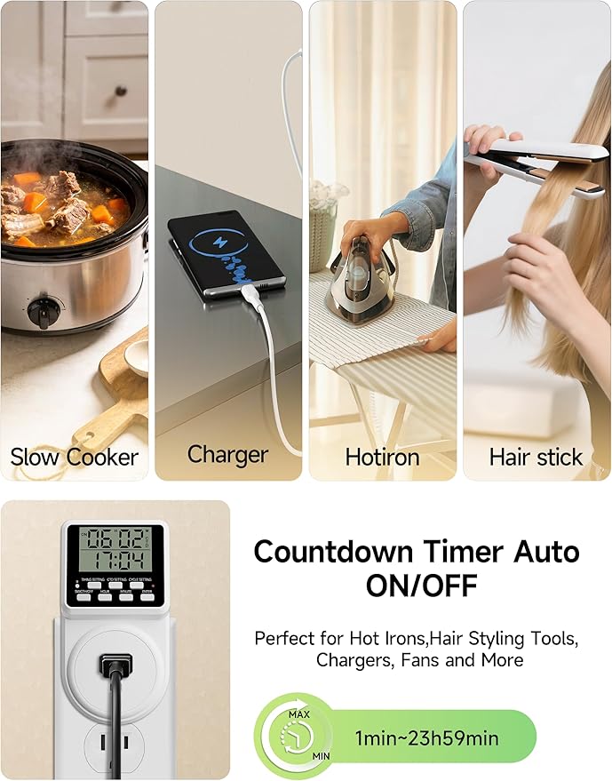 Techbee Indoor Digital Infinite Repeat Cycle Intermittent Outlet Timer Plug 24 - Image 5