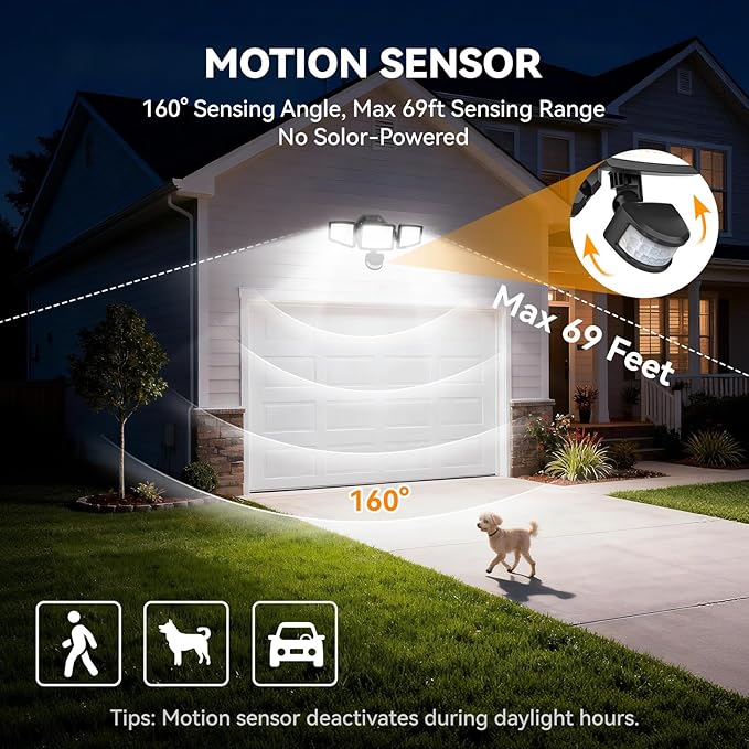 PURICH Upgraded LED Security Lights Motion Sensor Light Outdoor, Waterproof - Image 3