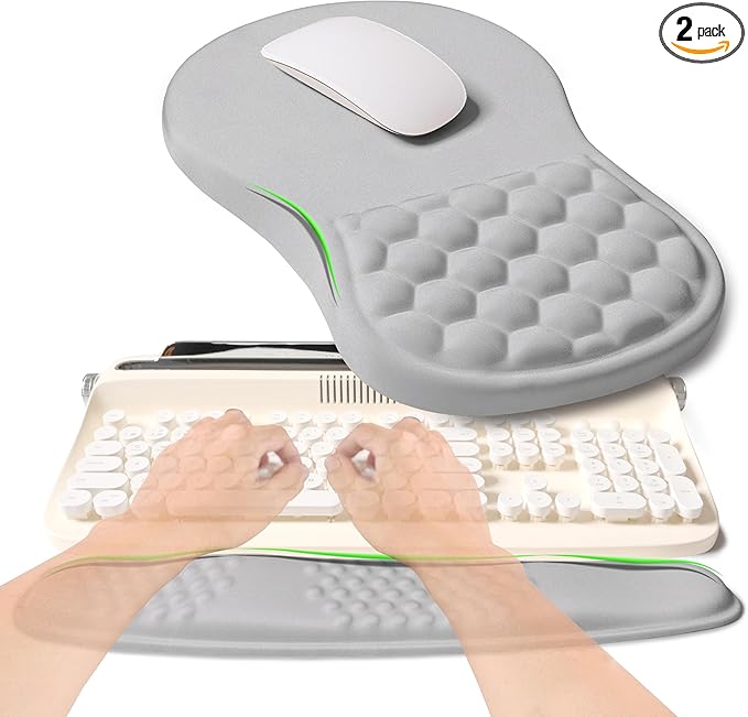 KUOSGM 2-in-1 Ergonomic Set, Wave Rise Keyboard Wrist Rest and Massage Bulge by KUOSGM