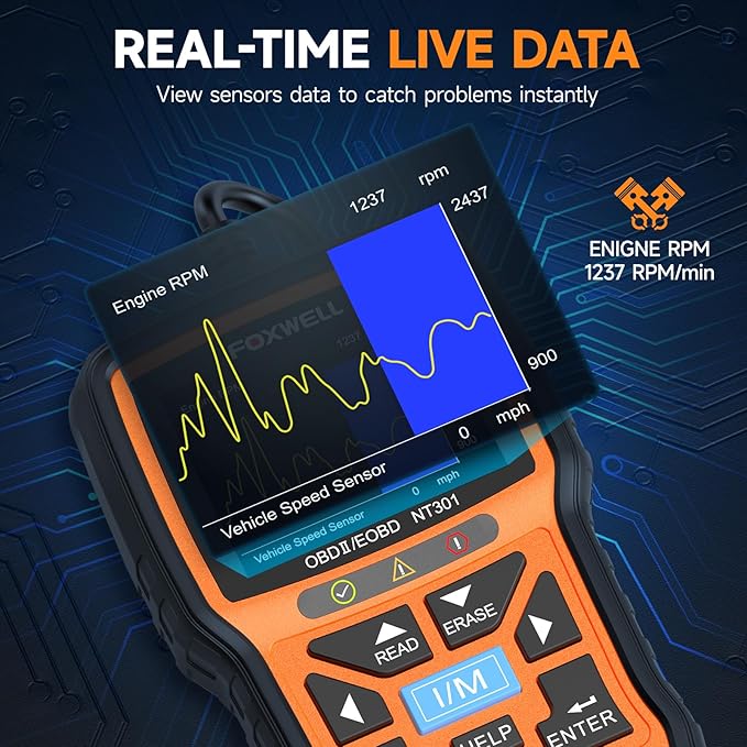 FOXWELL NT301 OBD2 Scanner Live Data Professional Mechanic OBDII Diagnostic - Image 4