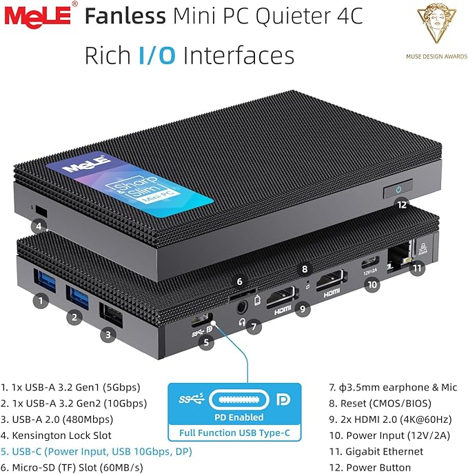 MeLE Fanless Mini PC Quieter 4C, N100 16GB RAM 512GB Storage Win 11 Mini - Image 2