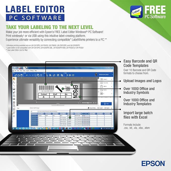 LABELWORKS Epson LW-PX900PCD Industrial Label Maker Kit - Image 9