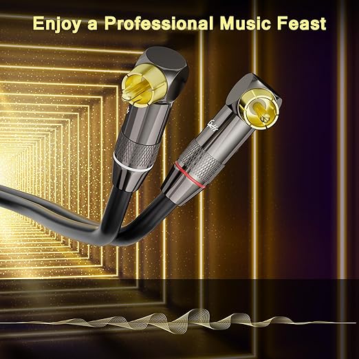 Right Angle RCA Cable 40 FT, 90 Degree 2RCA to 2RCA Stereo Audio Cable - Image 3